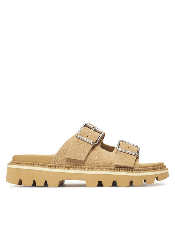 Tommy Jeans Šlepetės Tommy Jeans Tjw Double Strap Sandal Suede EN0EN02797 Ruda