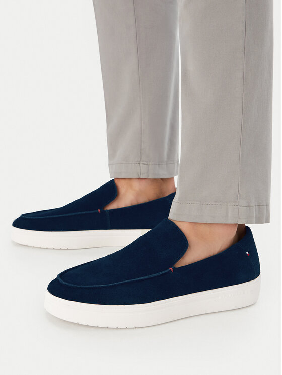 Tommy Hilfiger Lordsy Tommy Hilfiger Modern Light Suede Loafer FM0FM05924 Granatowy