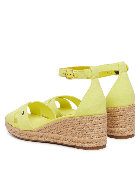 Tommy Hilfiger Espadryle Tommy Hilfiger Hemp Crossover Strap Wedge Espadrilles FW0FW09332 Zielony