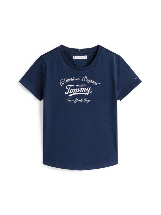 Tommy Hilfiger Tommy Hilfiger Majica Script KG0KG08636 Mornarsko modra Regular Fit