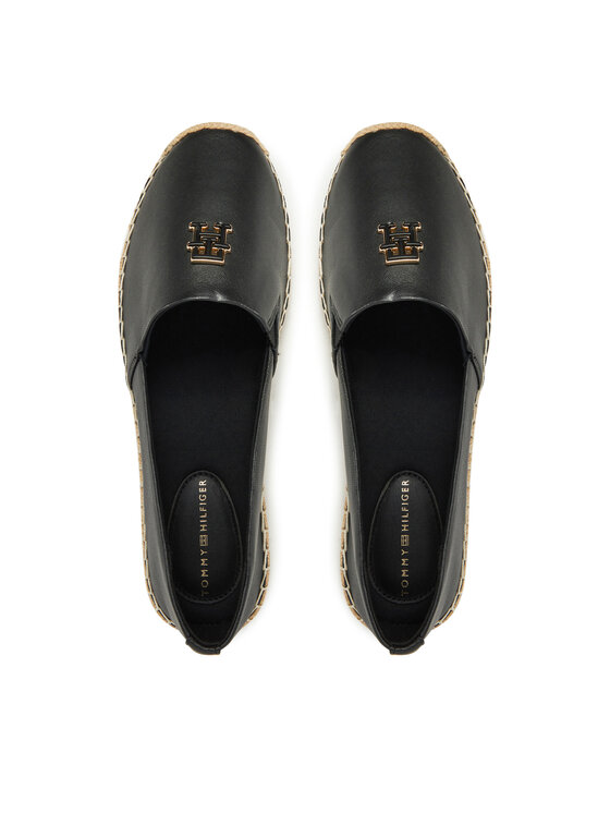 Tommy Hilfiger Εσπαντρίγιες Tommy Hilfiger Th Logo Leather Espadrille FW0FW08540 Μαύρο