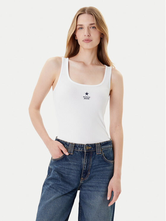 Guess Jeans Guess Jeans Top W4YP48 KA0H1 Blanco Regular Fit