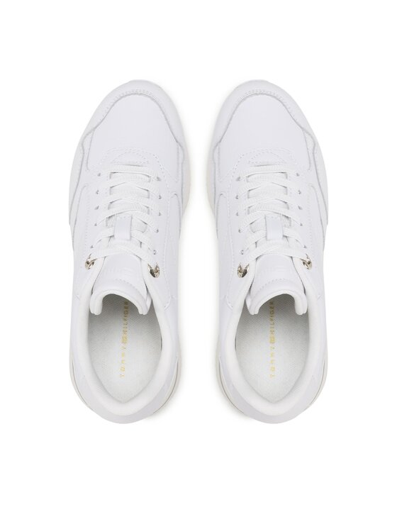 Tommy Hilfiger Сникърси Tommy Hilfiger Wedge Sneaker With Gold FW0FW07031 Бял