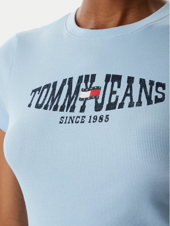 Tommy Jeans Tommy Jeans Camiseta Wavy Flag DW0DW22272 Azul claro Slim Fit