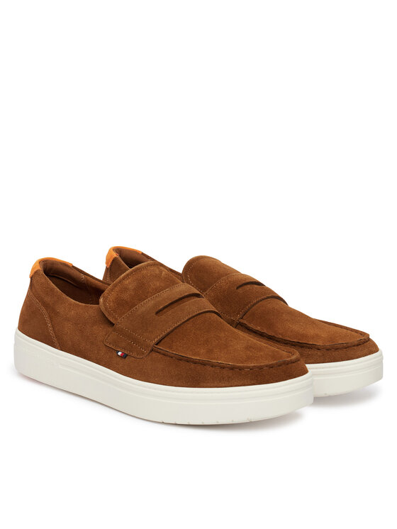 Tommy Hilfiger Pantofi Tommy Hilfiger Modern Light Hybrid Suede Loafer FM0FM05786 Maro