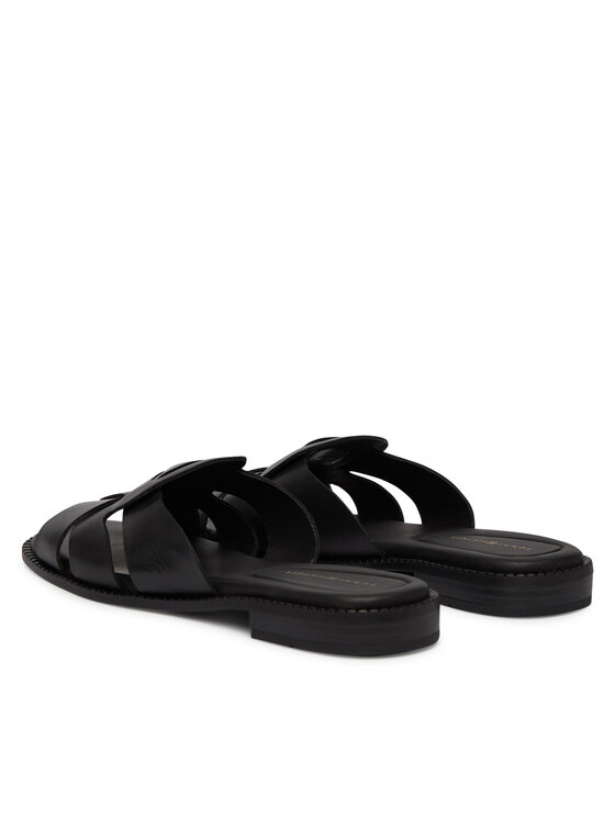 Tommy Hilfiger Iešļūcenes Tommy Hilfiger Leather Crest Square Toe Sandals FW0FW09126 Melns