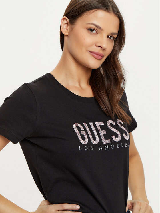Guess Guess Футболка W5RI19 I3Z14 Чорний Regular Fit