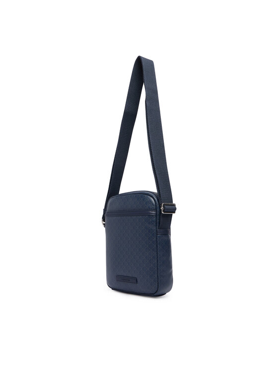 Calvin Klein Torbica za okrog pasu Calvin Klein Emblem Aop Coated Slim Reporter LV04D3334G Mornarsko modra