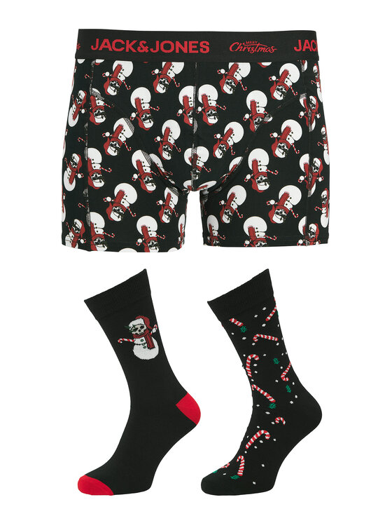 Jack & Jones Jack & Jones Набір боксерські шорти та шкарпетки Snow Skulls Giftbox 12285138 Чорний