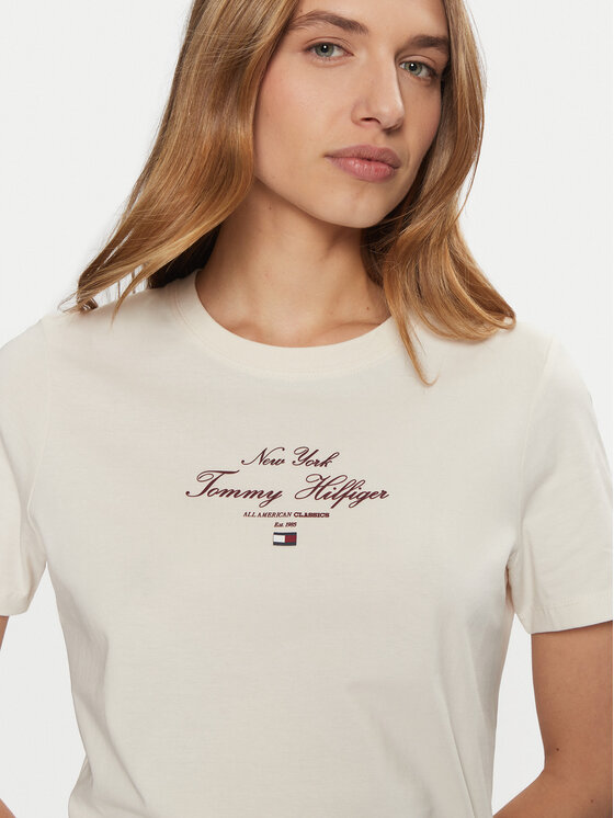 Tommy Hilfiger Tommy Hilfiger Marškinėliai WW0WW43895 Écru Regular Fit