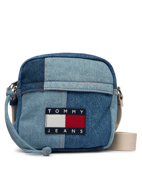 Tommy Jeans Geantă crossover Tommy Jeans Tjm Denim Patchwork Reporter AM0AM14287 Albastru
