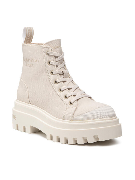 Calvin Klein Jeans Turistická obuv Calvin Klein Jeans Canvas Laceup Boot YW0YW00582 Béžová