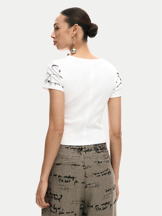 Desigual Desigual Póló Helsinki 26SWTK10 Krém Slim Fit