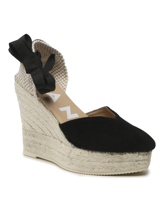 Manebi Еспадрильї Manebi Heart-Shaped Wedge Espadrilles K 1.0 WH Чорний