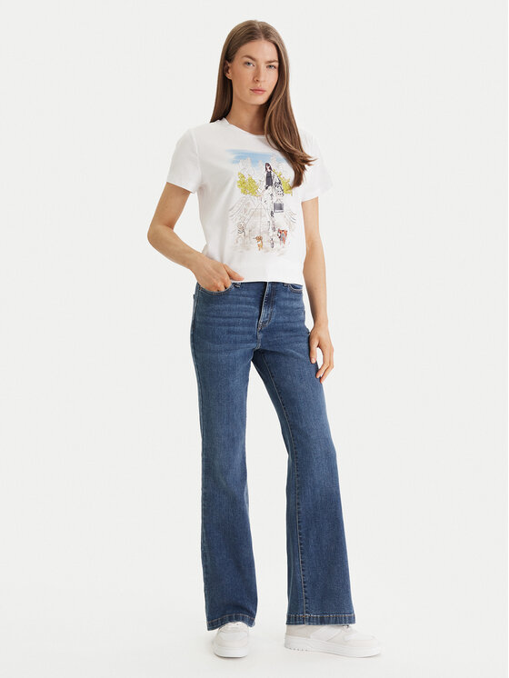 DKNY DKNY Camiseta Central Park Conversational P61M0WNA Blanco Regular Fit