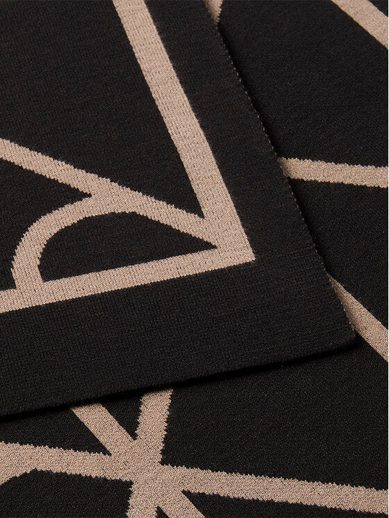 Calvin Klein Šallīte Calvin Klein Emblem Aop Jcq Fine Rib Scarf LV04D8051G Melns