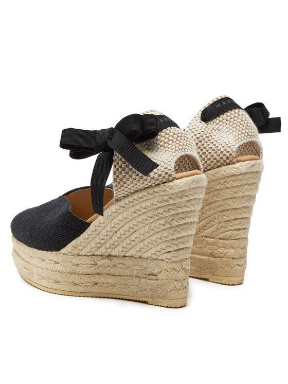 Manebi Еспадрильї Manebi La Havana Heart-Shaped Wedge Espadrilles O 7.9 WH Чорний