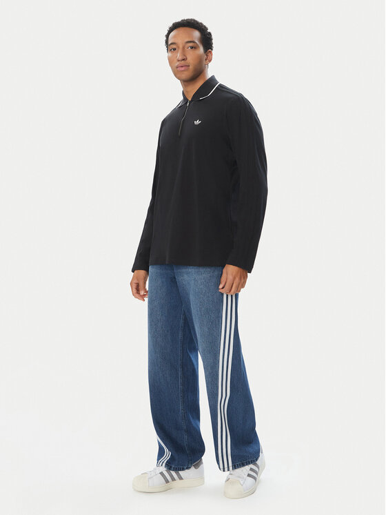 adidas adidas Polo 3 Stripes Engineered Rib Long Sleeve Polo KE4133 Negro Regular Fit