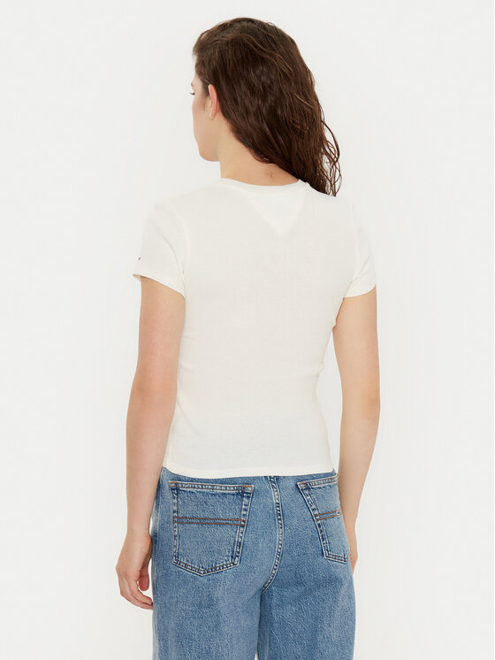 Tommy Jeans Tommy Jeans Póló DW0DW19435 Ekru Slim Fit
