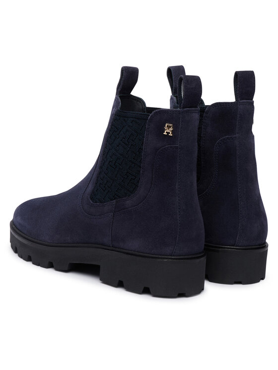 Tommy Hilfiger Боти тип челси Tommy Hilfiger Th Monogram Suede Chelsea Boot FW0FW09563 Тъмносин