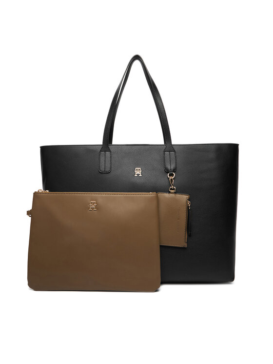 Tommy Hilfiger Ročna torba Tommy Hilfiger Th Icon Tote AW0AW18173 Črna