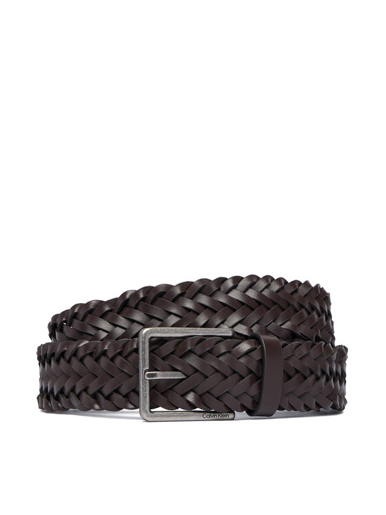 Calvin Klein Opasok Calvin Klein Warmth Buckle Woven 35Mm Fixed - LV04D7061G Tmavo hnedá