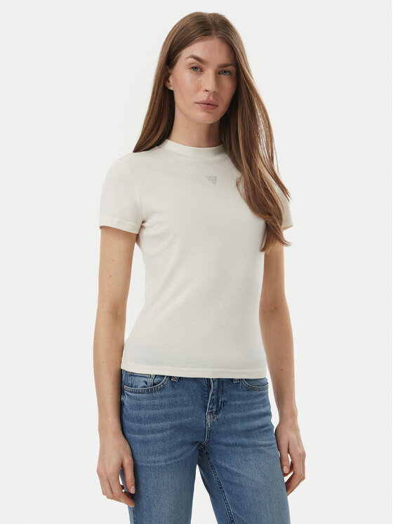 Guess Guess Majica W5BP07 KCGM2 Écru Slim Fit