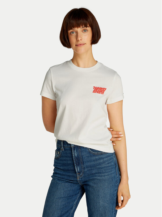 Tommy Jeans Tommy Jeans Marškinėliai Bubble DW0DW21338 Balta Regular Fit