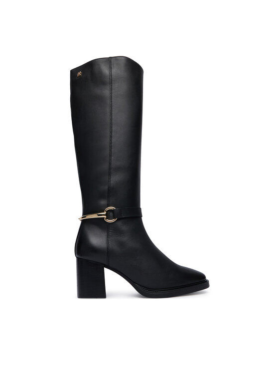 Tommy Hilfiger Zimske čizme Tommy Hilfiger Th Stud Heel Riding Knee Boot FW0FW09551 Crna