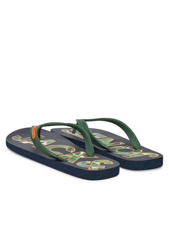 Jack & Jones Čības uz pirksta Jack & Jones Jfwlogo Palm Print Flip Flop Ln 12230642 Tumši zils