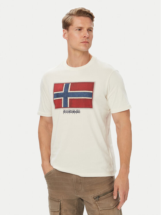 Napapijri Napapijri Camiseta S-Flag Tiki Ss NP0A8A6IN1A1 Blanco Regular Fit