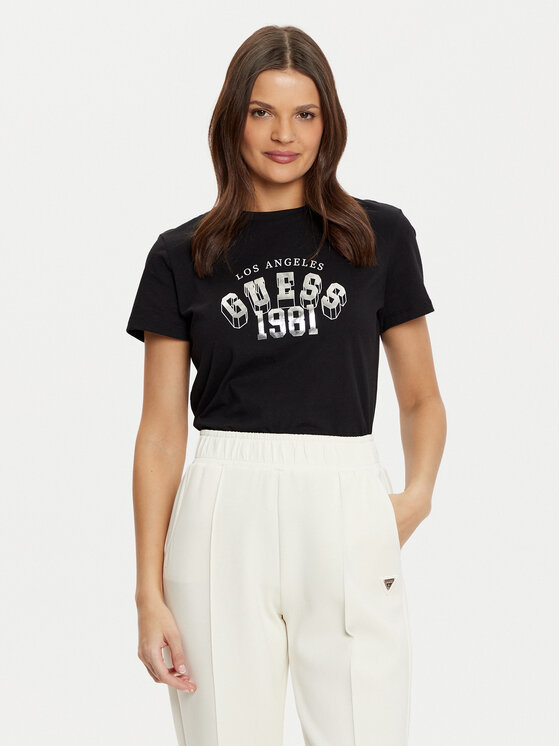 Guess Guess Футболка V5RI06 I3Z14 Чорний Regular Fit