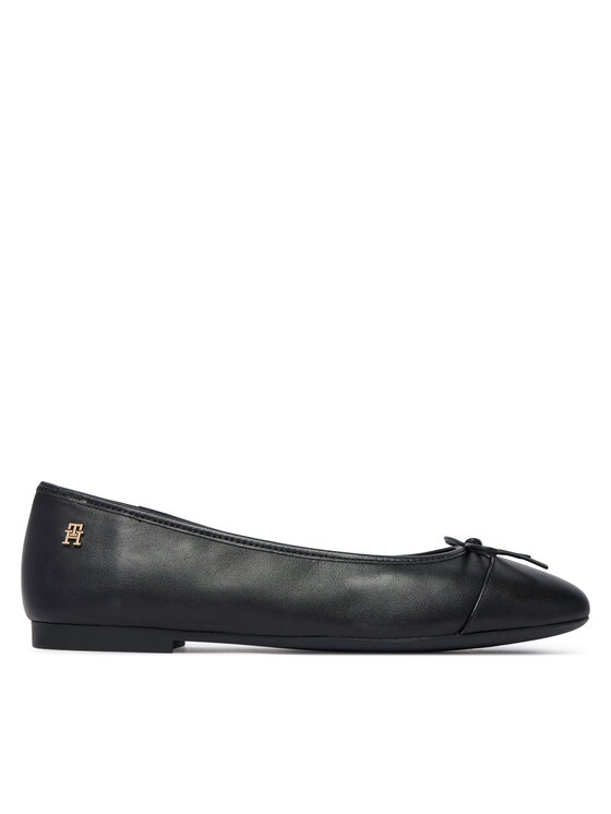 Tommy Hilfiger Baleriny Tommy Hilfiger Hilfiger Smooth Lthr Ballet FW0FW09241 Czarny