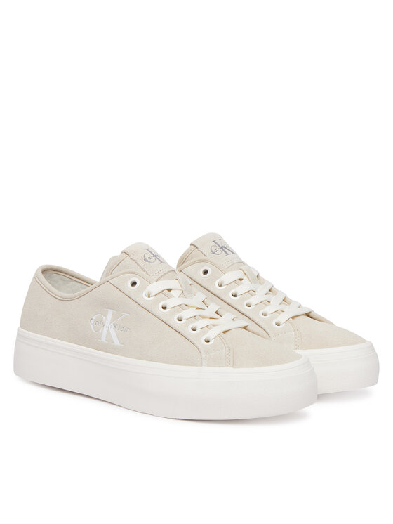 Calvin Klein Laisvalaikio batai Calvin Klein Vulc Flatf Laceup Suede HW0HW03088 Smėlio