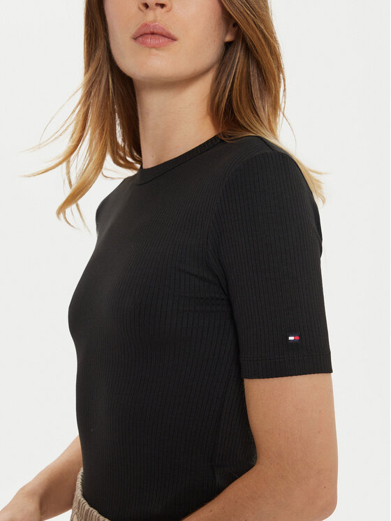 Tommy Hilfiger Tommy Hilfiger Marškinėliai WW0WW43918 Juoda Slim Fit