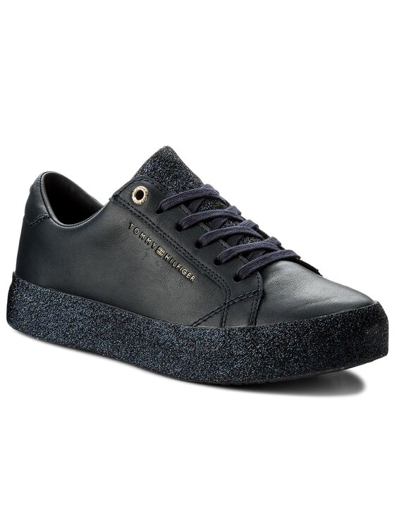 Tommy Hilfiger Sneakersy Tommy Hilfiger Sparkle Outsole Glitter Sneaker FW0FW02798 Tmavomodrá