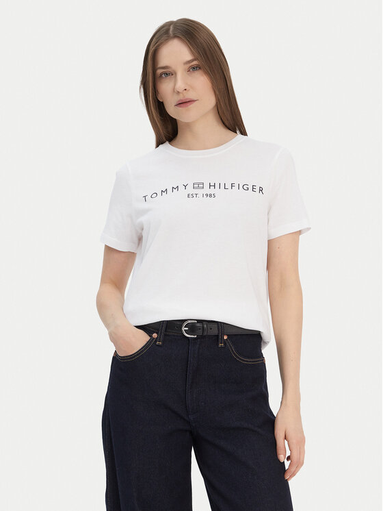 Tommy Hilfiger Tommy Hilfiger Póló Logo WW0WW40276 Fehér Regular Fit