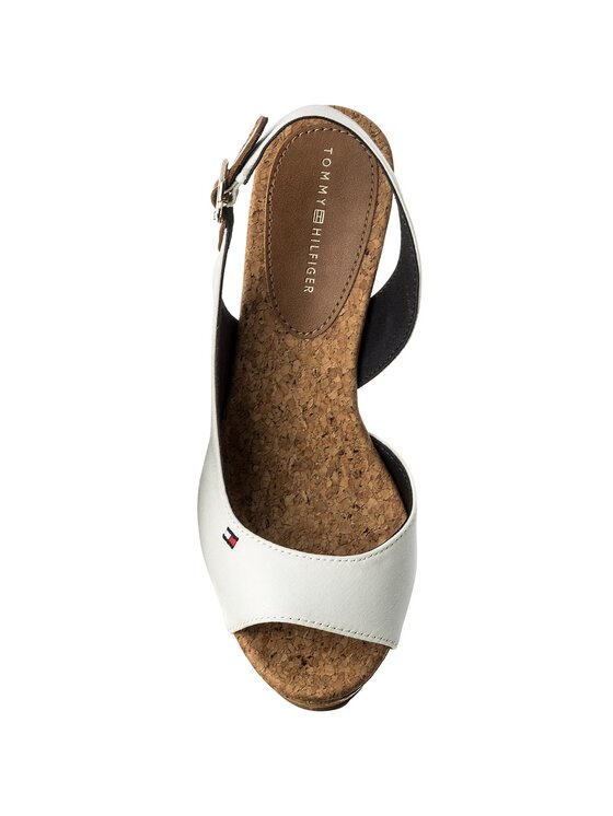 Tommy Hilfiger Sandale Tommy Hilfiger Wedge With Printed Stripes FW0FW02794 Alb