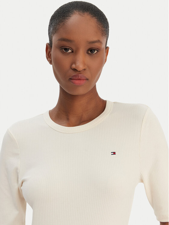 Tommy Hilfiger Tommy Hilfiger Camiseta WW0WW47308 Écru Slim Fit