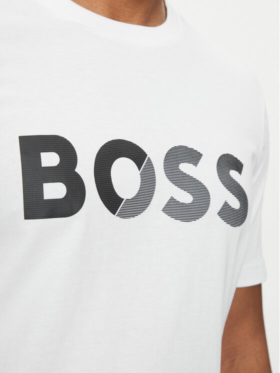 BOSS BOSS Camiseta Tape Logo 50530990 Blanco Regular Fit