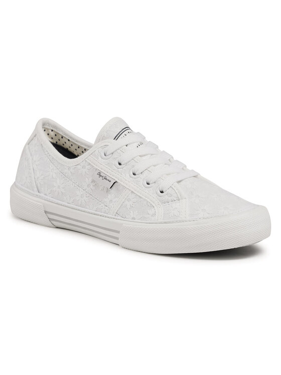 Pepe Jeans Tenisówki Pepe Jeans Aberlady Lace PLS31153 Biały