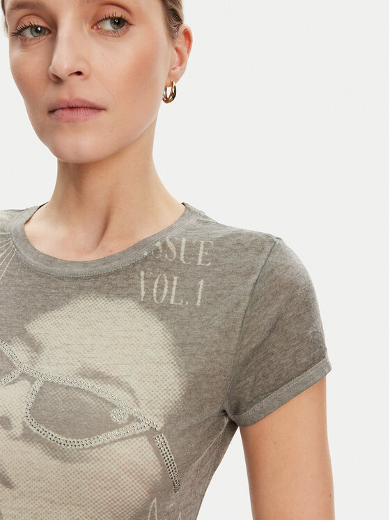 Guess Guess Marškinėliai W5YI36 KBYH0 Žalia Regular Fit
