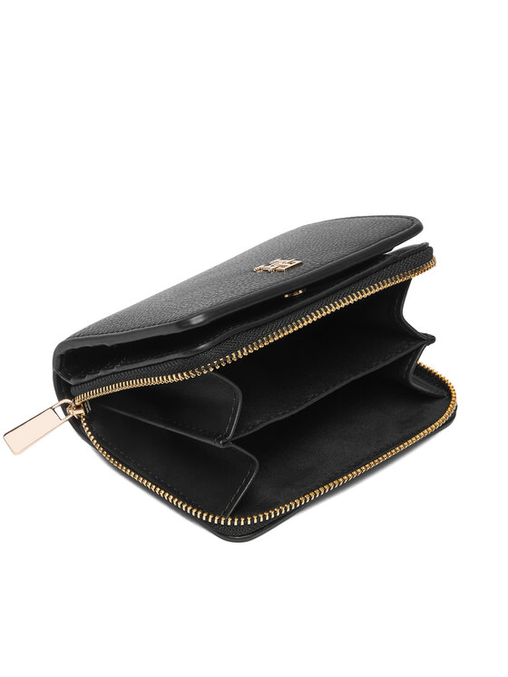 Tommy Hilfiger Peněženka Tommy Hilfiger Th Icon Med Za W/Flap AW0AW18475 Černá