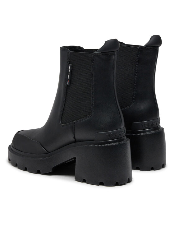 Tommy Jeans Īsie zābaki Tommy Jeans Tjw Mid Heel Chelsea Boot EN0EN02681 Melns