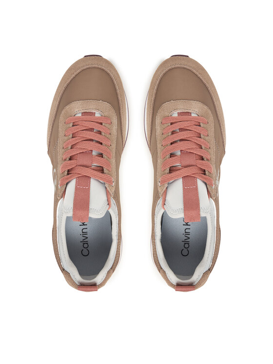Calvin Klein Sneakersy Calvin Klein Retro Runner Sock Laceup Mix Mat YW0YW02060 Hnědá