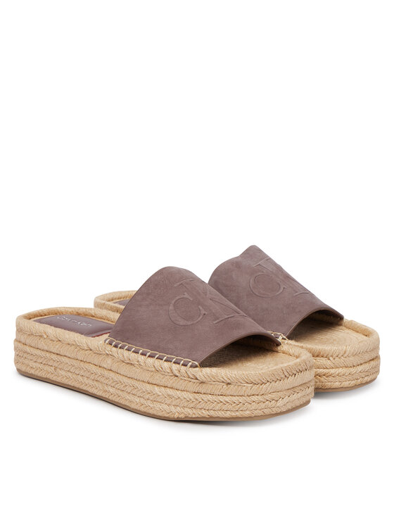 Calvin Klein Еспадрили Calvin Klein Flatf Espa Mule Nub Mg HW0HW02890 Кафяв