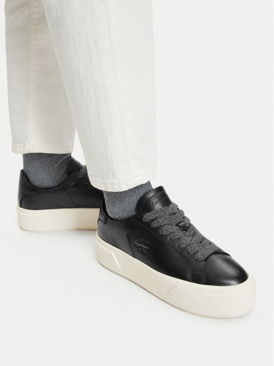 Calvin Klein Sneakersy Calvin Klein Flatform Laceup Lth Wl HW0HW03229 Czarny