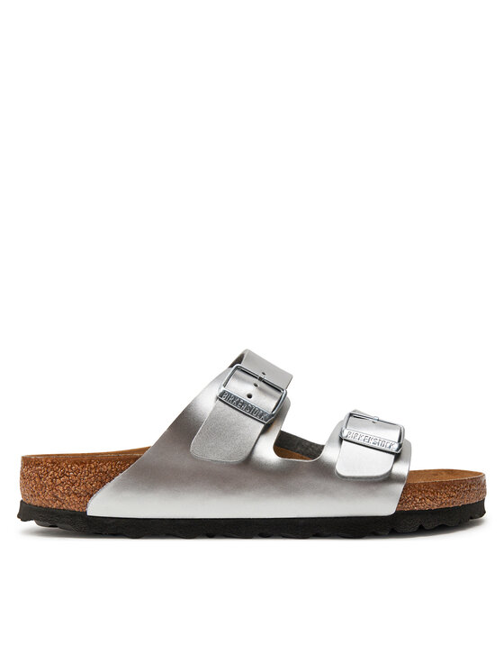 Klapki Birkenstock Arizona 1019147 D Srebrny | Eobuwie.com.pl