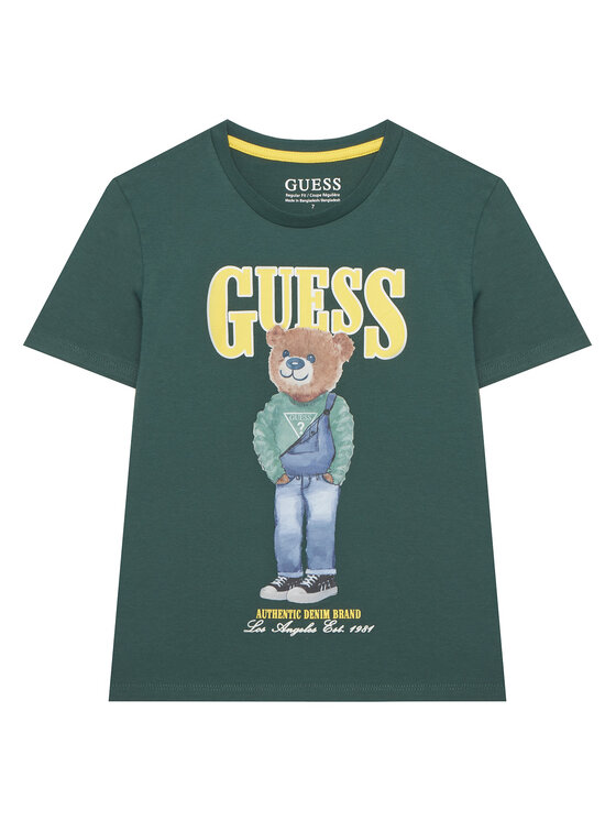 Guess Guess Póló L6RI11 K8HM4 Zöld Regular Fit