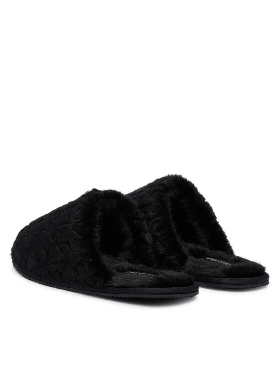 Calvin Klein Naminės šlepetės Calvin Klein Home Slipper Fur Aop HW0HW03218 Juoda
